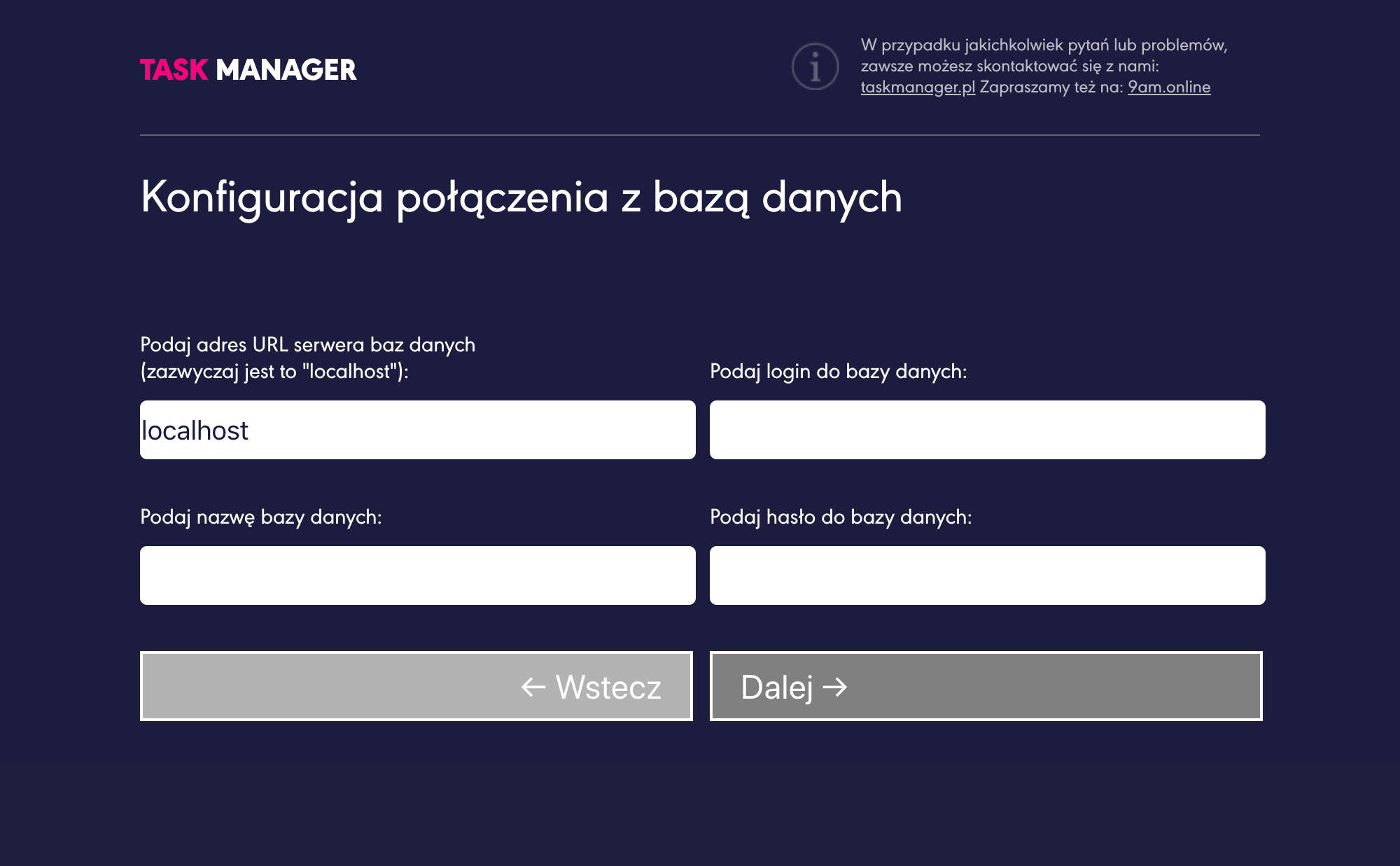 Konfiguracja połączenia z bazą danych